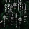 15Pcs  Acrylic Snowflake Ornaments Snowflake And Ice Crystal Hanging Decor for Christmas Tree Transparent Winter-Themed Craft Party Favor