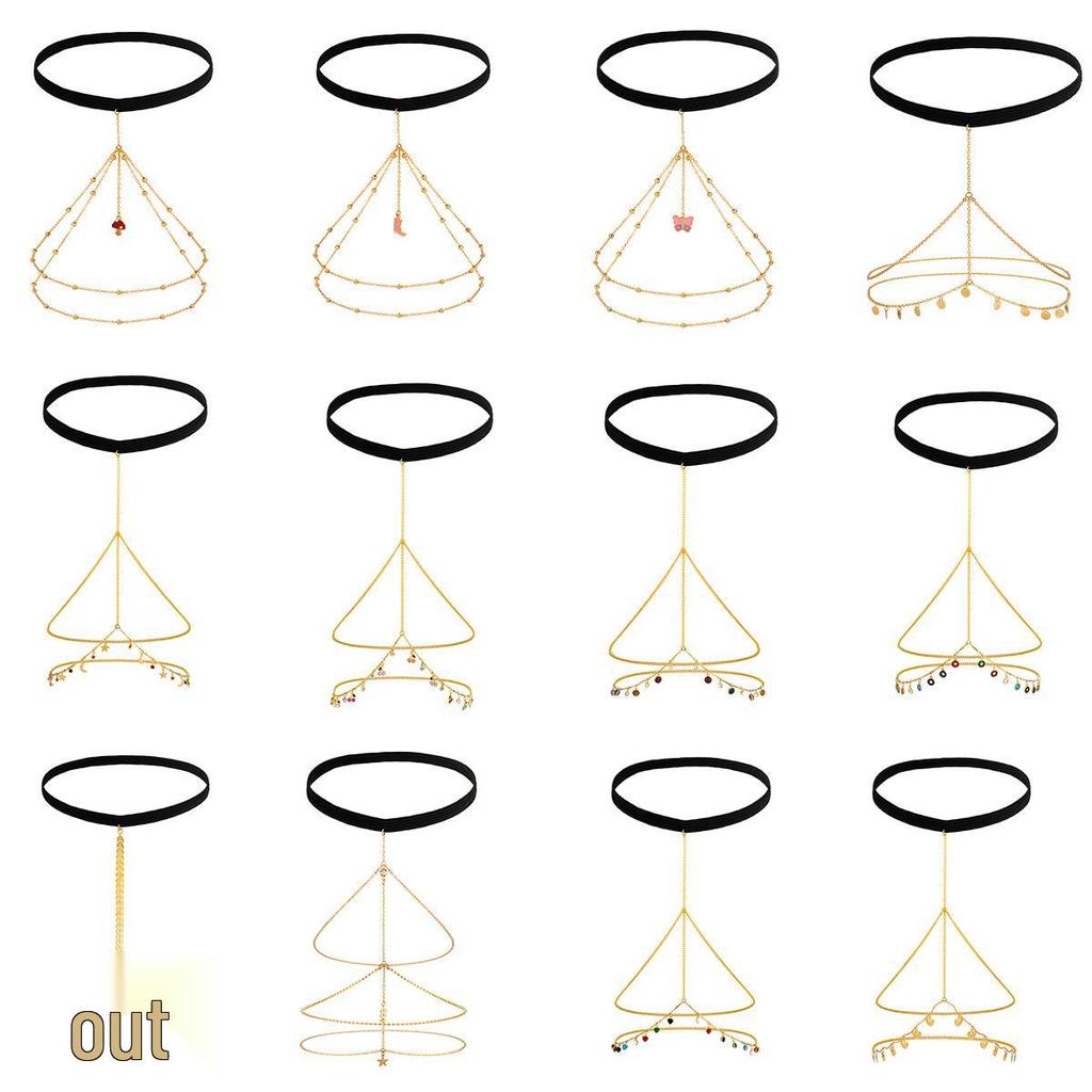 Europäisch Amerikanische Geometrische Strass Quaste Oberschenkelkette mit Kunstperlen- und Sterndesign