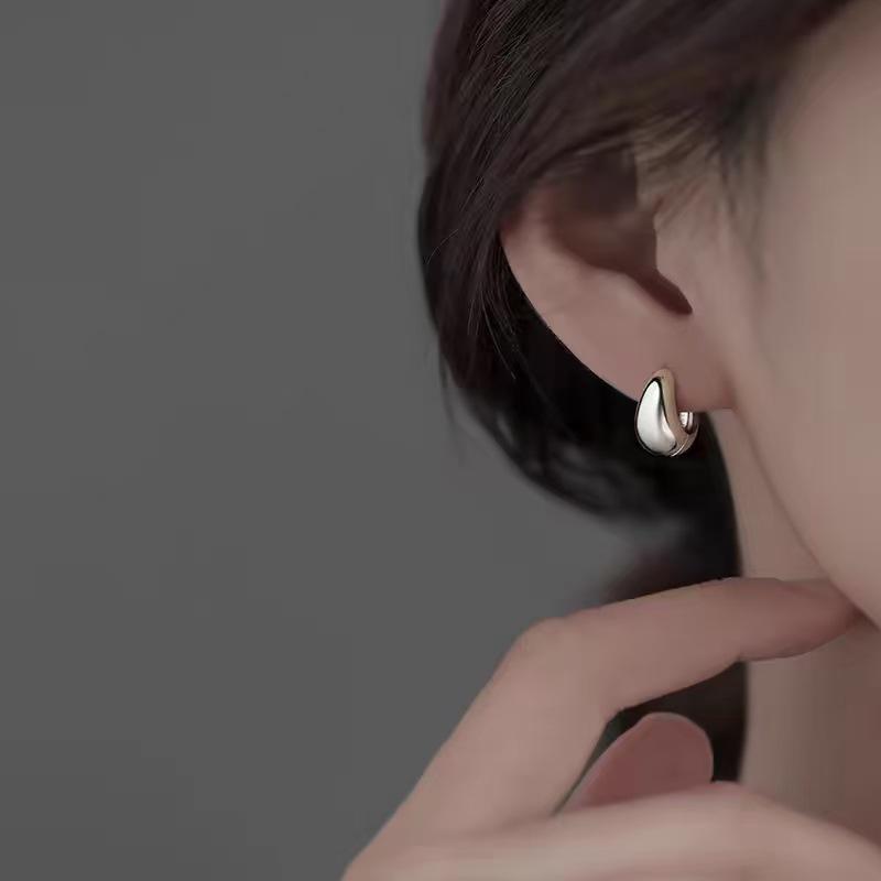 2024 Light Luxury 925 Silver Hoop Earrings: Polished High-End Niche Design for Women