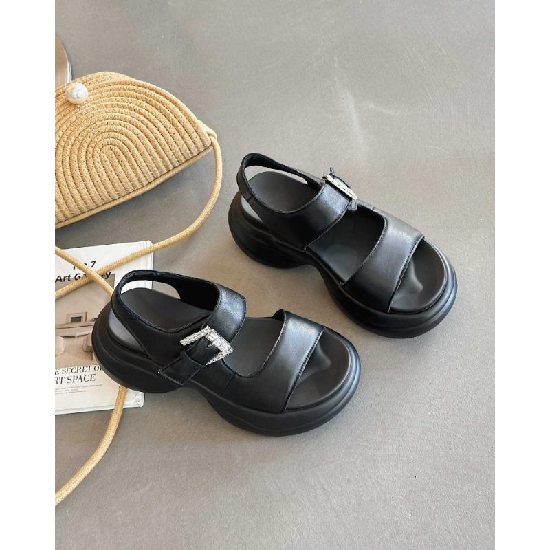 

Thick-soled heightening small man with sandals women s summer new versatile casual open-toed high heels 39 чорний