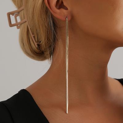 INS Light Luxury High-end Long Fringed Stud Earrings Temperament Versatile Symmetrical Earrings