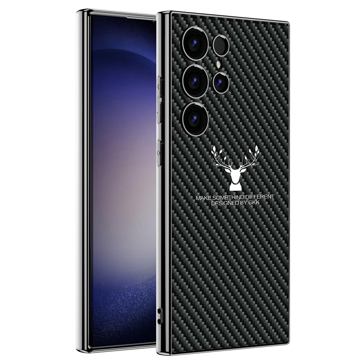 

GKK For Samsung Galaxy S23 Ultra Case Deer Pattern Electroplating TPU + PC + PU Phone Back Cover F