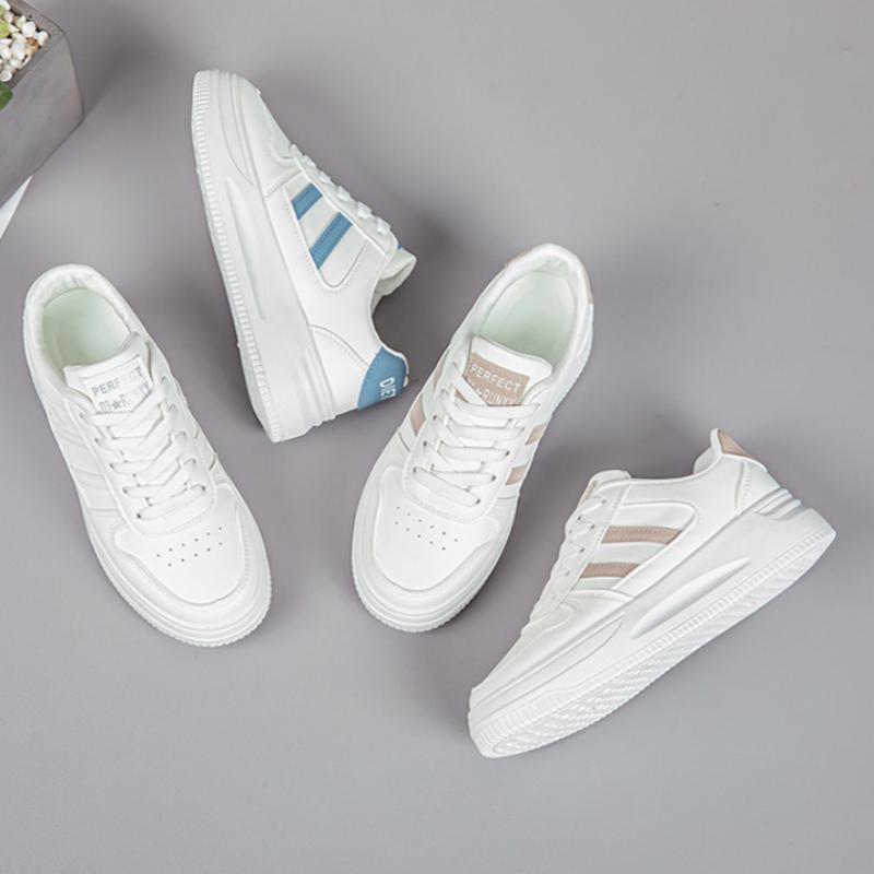 White Shoes for Women, Fashionable and Versatile Sports Shoes, Wear-resistant, Breathable and Height-increasing Casual Shoes
