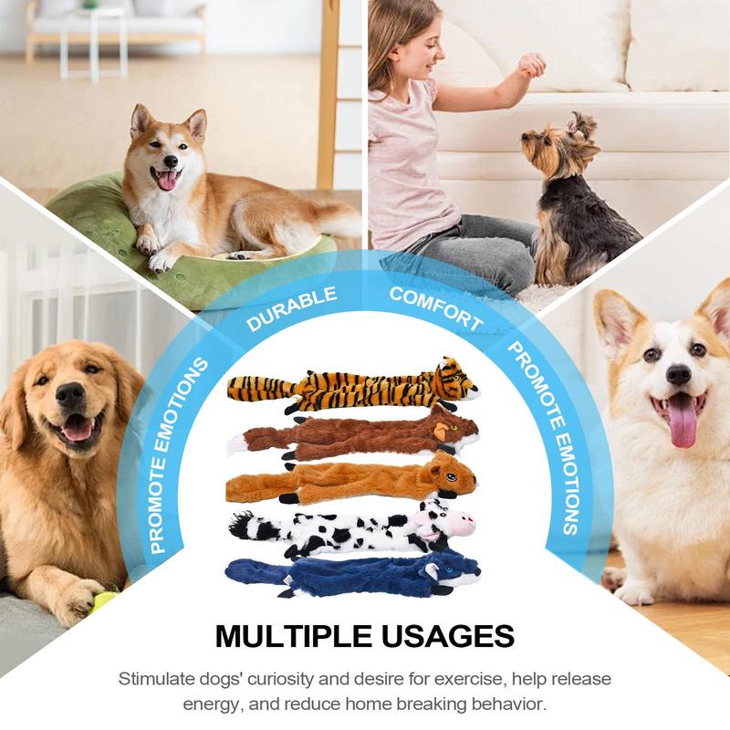 Plush Squeaky Dog Toys 5 Pieces Pet Plush Toys Interactive Biting Doll For Small Breed Aggressive Chewers Teething Training