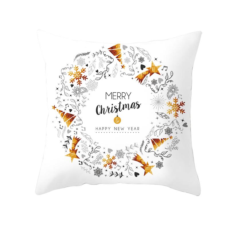 White Christmas Pillow Case Cute Santa Claus Elk   Cover Winter Snowflake Decorative Cases