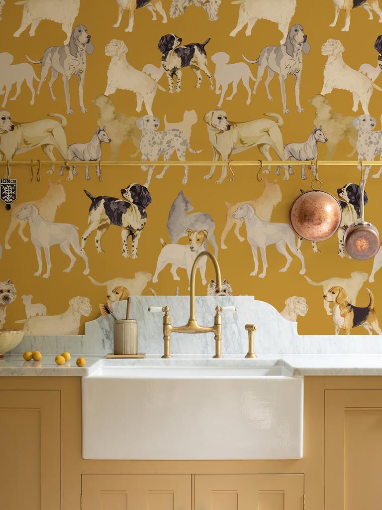 Pink Dogs Vinyl Peel And Stick Wallpaper Waterproof Self Adhesive Wall Cabinet Sticker Chic Animal Cute Kid Room Wall Decoration