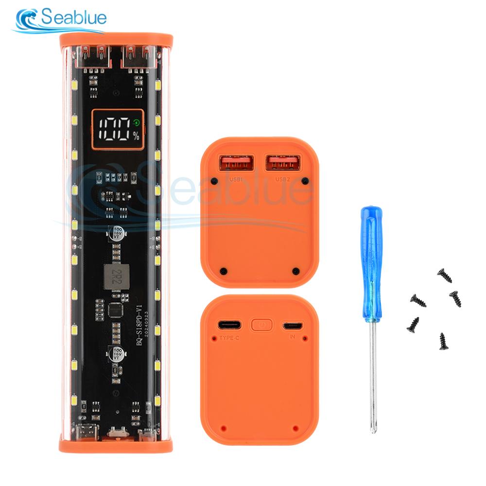 

22.5W 5V/9V/12V 8x 18650 Тип-C USB Зарядний пристрій-корпус для батарей 18650 DIY Power Bank Коробка Для Телефону Електронна Зарядка Без Батарей