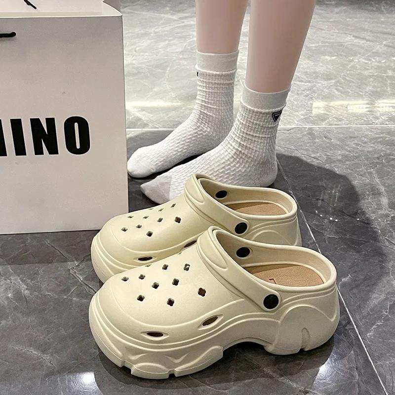 Fashion Women's Shoes 7cm Platform Sandals Casual Korean-style High Quality Garden Shoe Unique Non-slip Beach Shoes Hole Sneakers