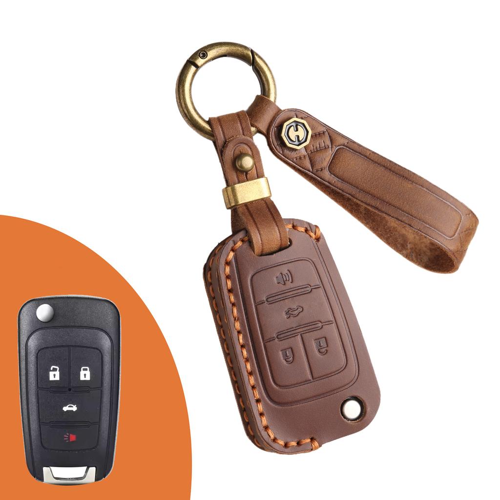 Car key cover is suitable for Buick folding key cover, Chevrolet car key bag, handmade leather.