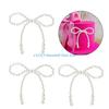 J0MC 12Pcs White Imitation Pearls Bowknot Cake Decoration Cake Toppers for Wedding Baby Showers Birthday Cake Embellishment