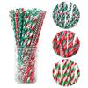 25Pcs Home Kitchen Wedding Props Party Supplies Snowflake Drinking Straw Christmas Paper Straws Disposable Christmas Decorations