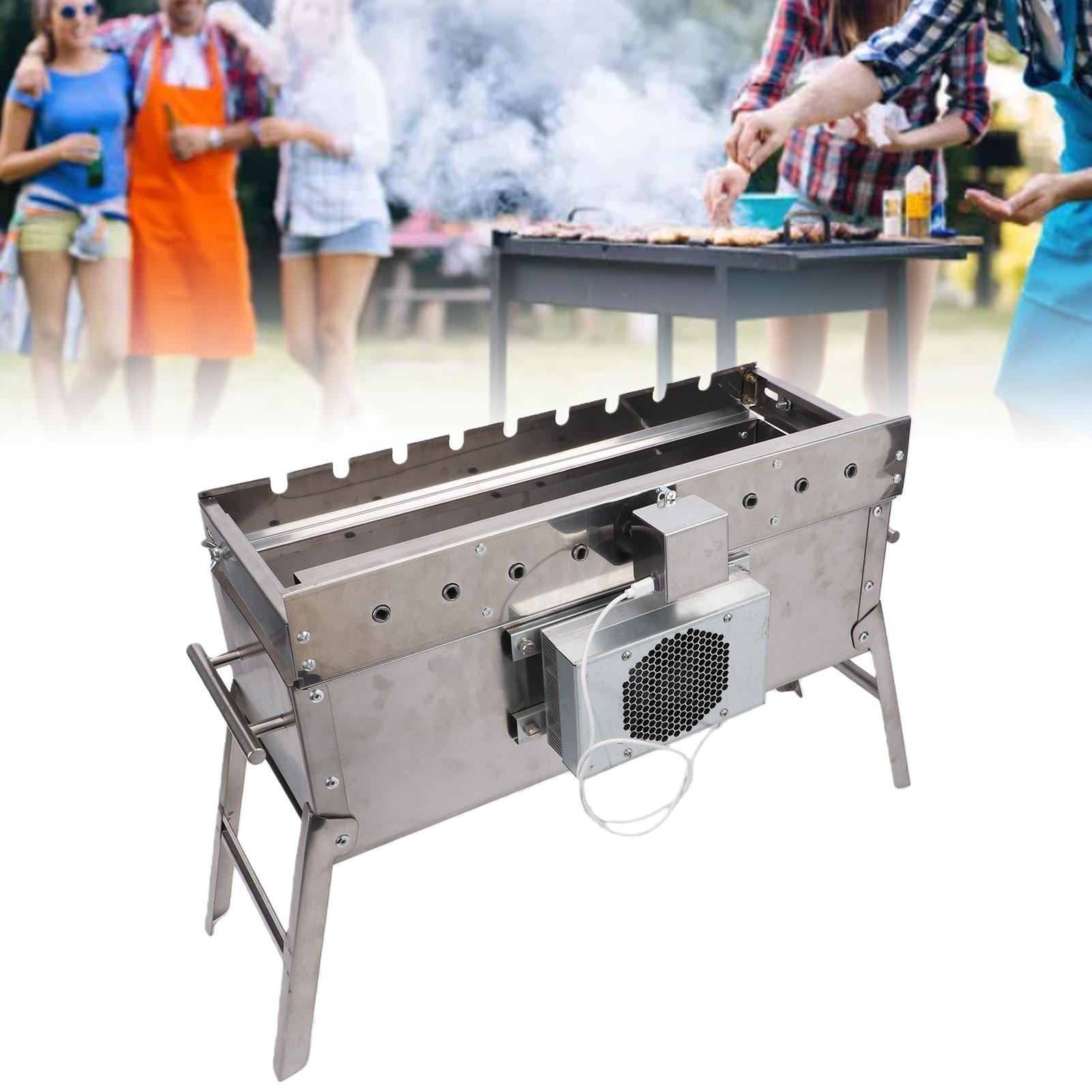 Gril de Barbecue Rotatif, Gril à Charbon Portable avec Rotation Automatique Sans Alimentation Nécessaire, Acier Inoxydable Résistant à la Chaleur Facile à Nettoyer, pour Camping, Pique-niques, Extérieur