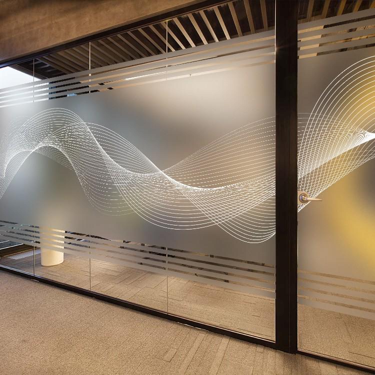 Gradient Frosted Glass Film: Semi-Transparent Office Partition Sticker.