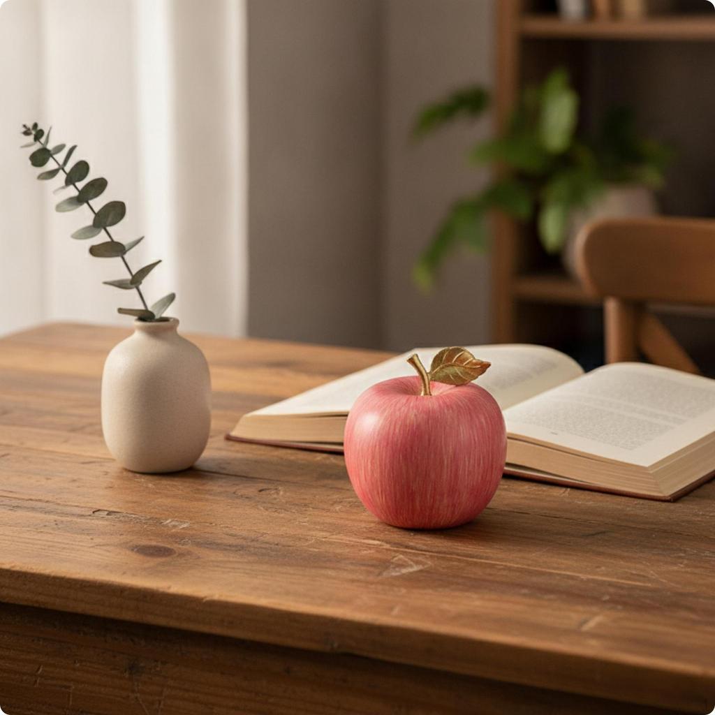 Decorative Fruit with Stem Brushed Contemporary Design Figurine for Collectors, Living