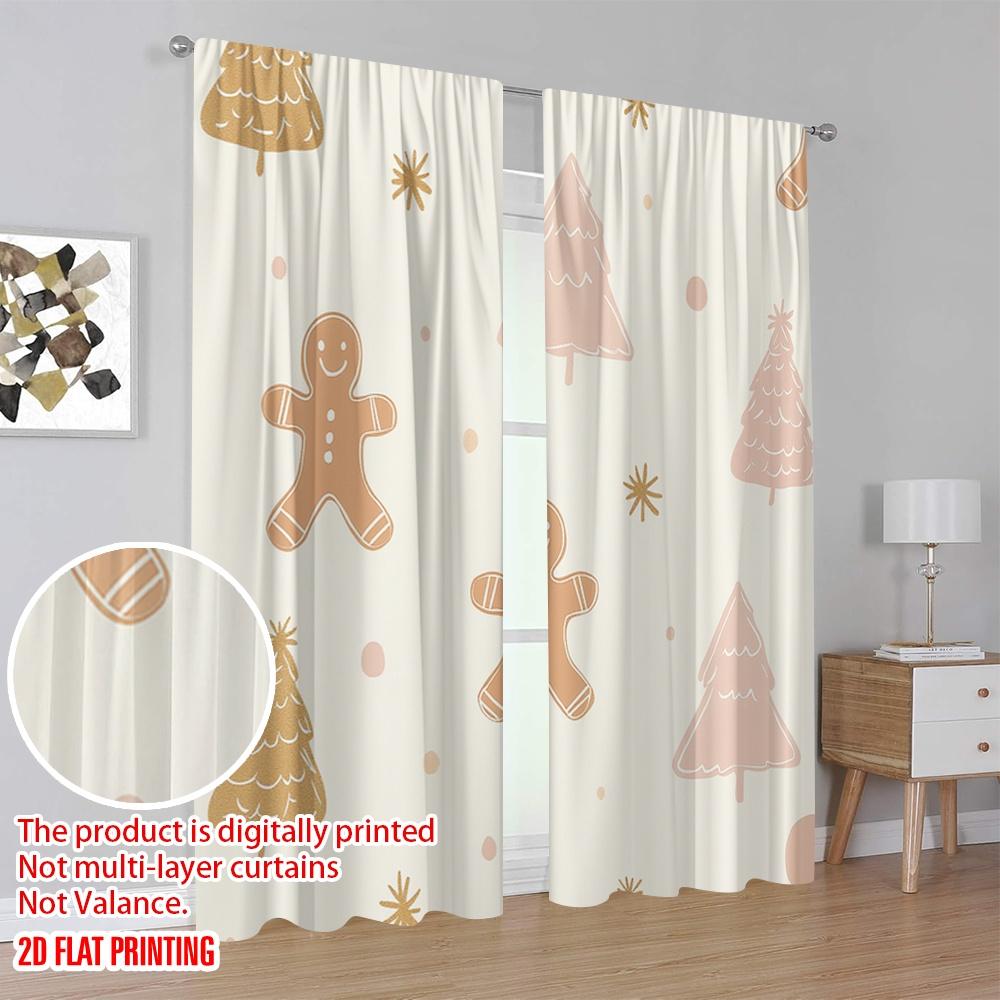 2 Stück, 2D-Flachdruck Beliebte Vorhänge Weihnachtsbaumschmuck Lebkuchenmann (3) Strapazierfähiges Polyester (ohne Stange) Dekorationen