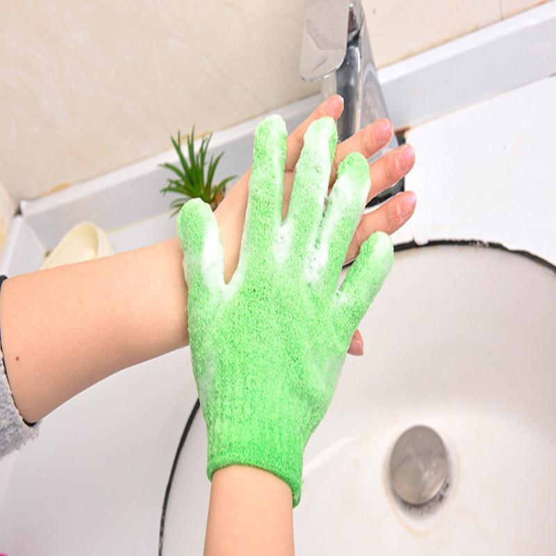 2Pcs 2-in-1 Exfoliating Bath Gloves Massage Peeling Shower Scrub Mitts for Full Body Skin Smoothing Care