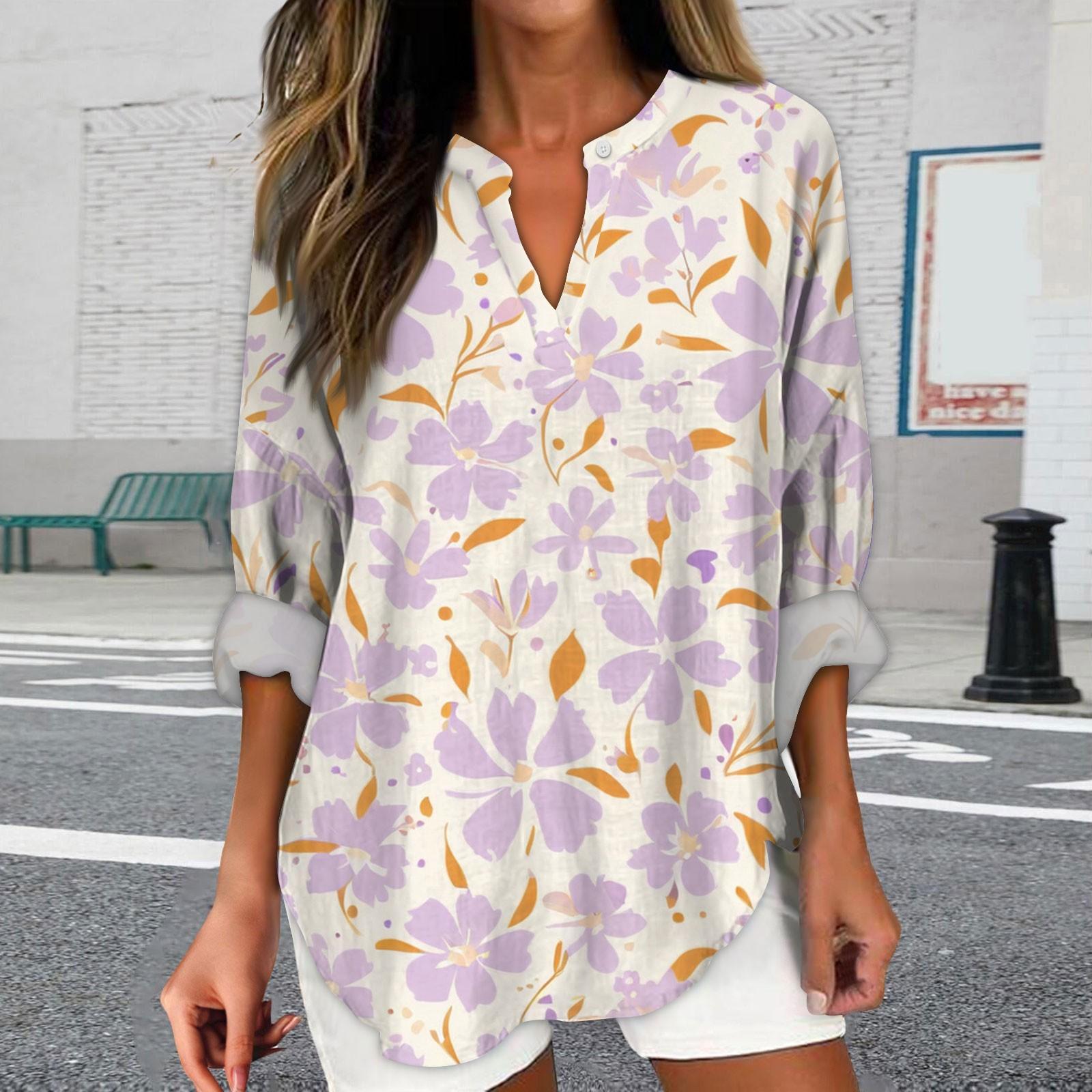 

Женская Мода Повседневная Рубашка с V-образным вырезом Принтованная Со спущенным плечом Длинный рукав V-образный вырез Длинный рукав Топ XL