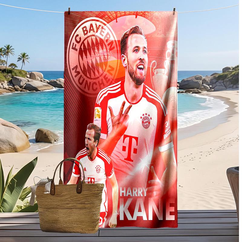 Harry Kane Aufdruck Strandtuch Schnelltrocknend Weiches Handtuch Tragbar Große Rechteckige Stranddecke für Reisen Schwimmbad
