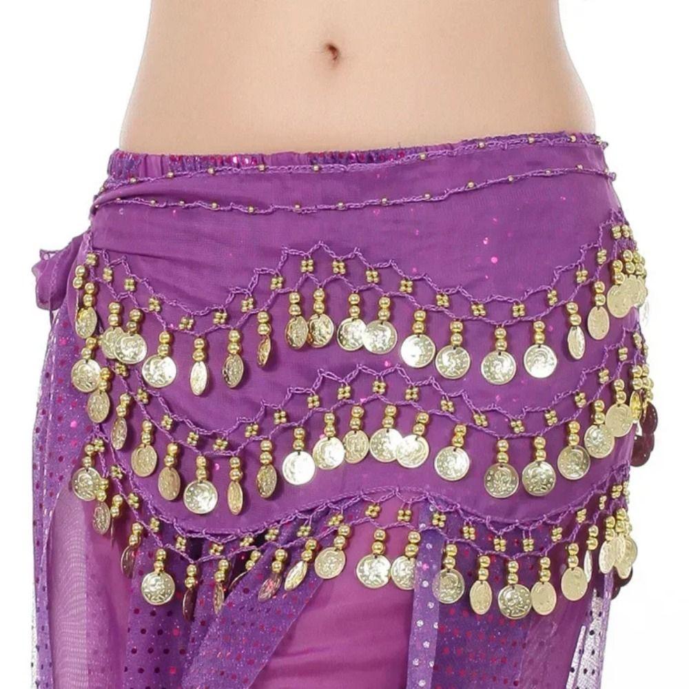 Adjustable Bellydance Waist Chain Gold Color Coins Dancing Waist Belt  Stage Performance