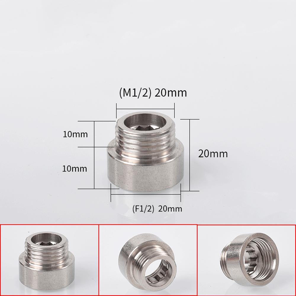 Brass 1/2 " Female To Male Stainless Steel Thickened Extension Joint Lengthened Hexagonal Extension Direct Chrome Plating Brass
