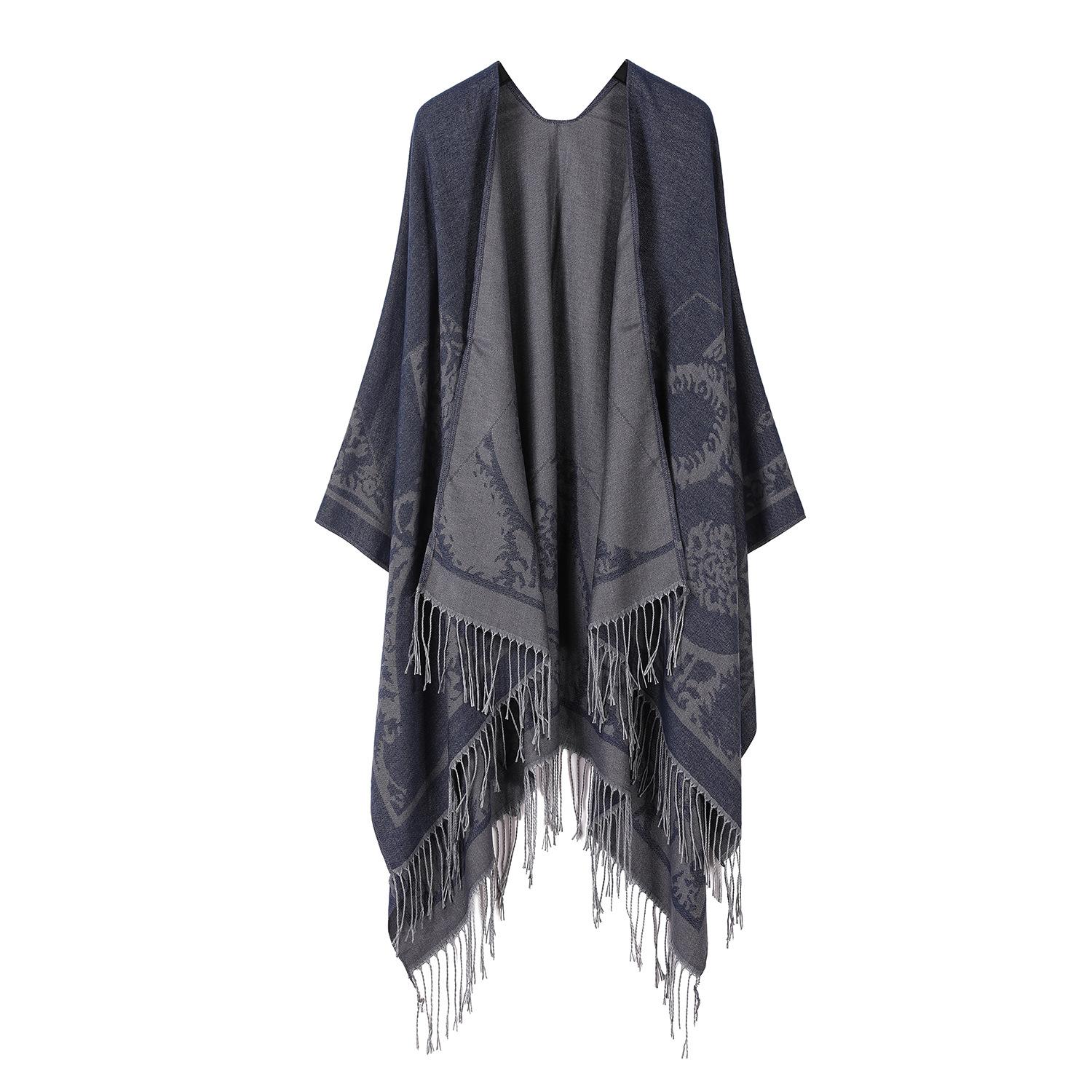 

Дорожная теплая шаль для мужчин, офисное одеяло для сна, универсальное вязаное покрывало с бахромой, накидка для женщин тёмно-синий