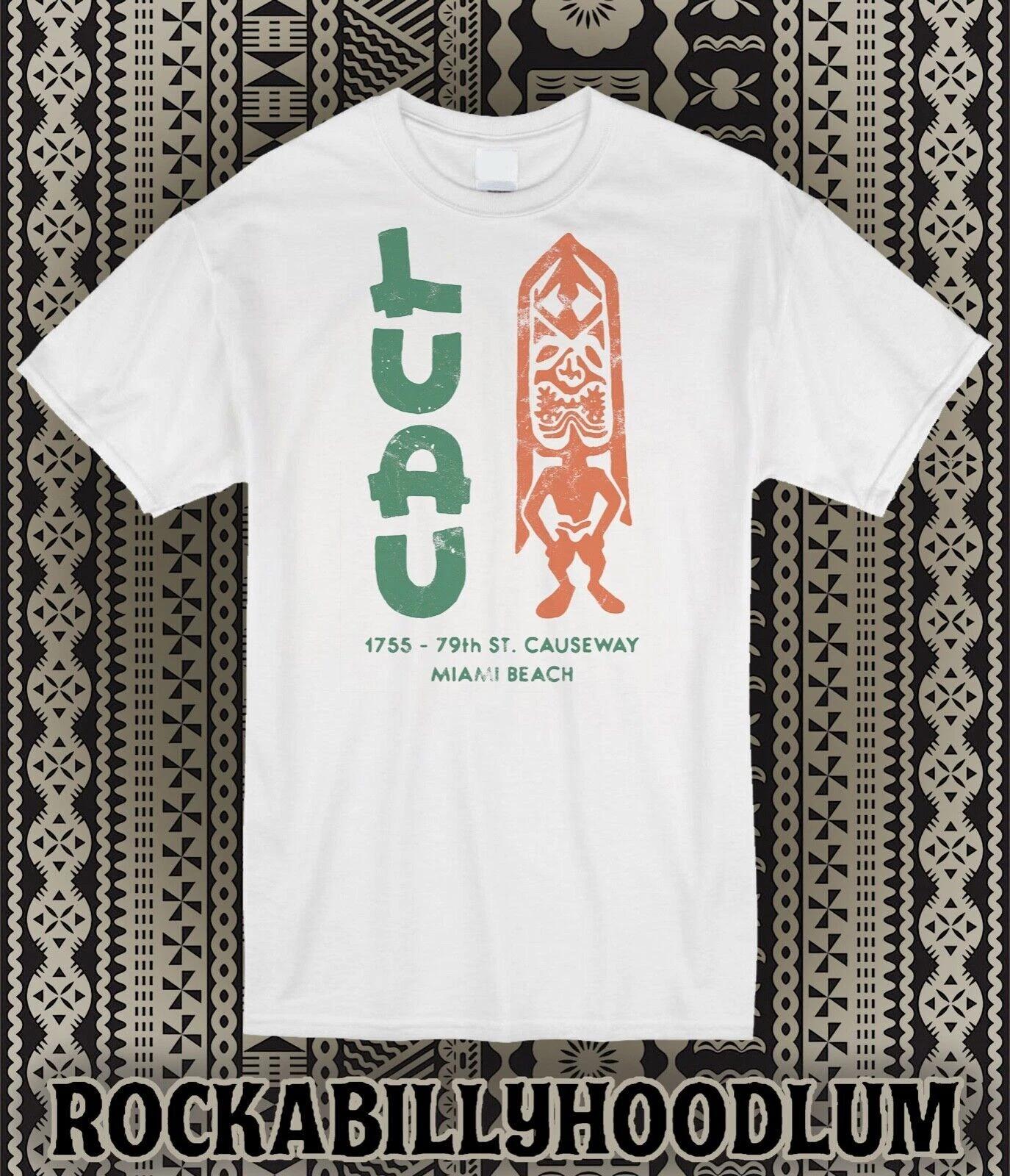 Retro Tiki T Shirt Bar Mug Restaurant Lounge The Luau Miami Beach FL L