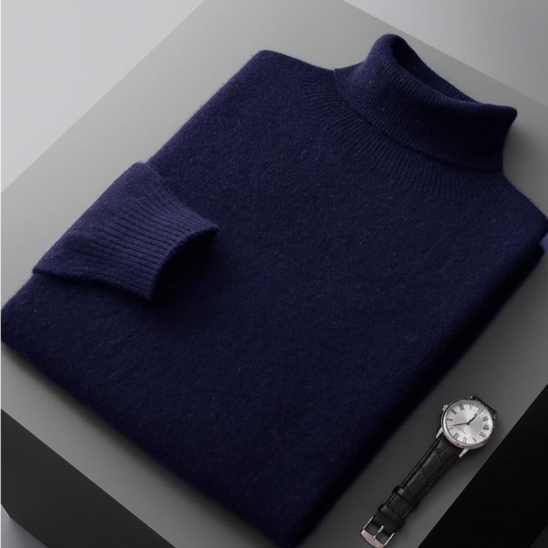 Spring & Autumn Men's Pure Wool Plus Size Knit Sweater - Versatile, Trendy, Lightweight.