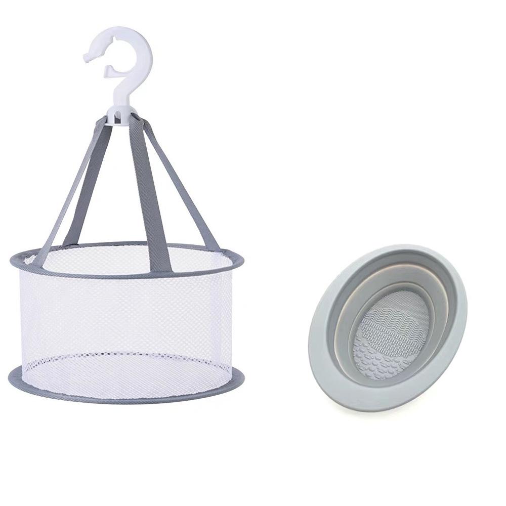 

Подвесная сетчатая вешалка для одежды, корзина, используемая для чистки инструментов для макияжа, мини-кистей для макияжа, сушилок для губок и сеток для сушки косметических яиц серый