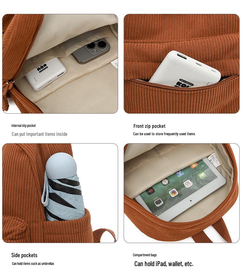 Winter Corduroy Small Backpack - Women's 2025 Casual Mori Style