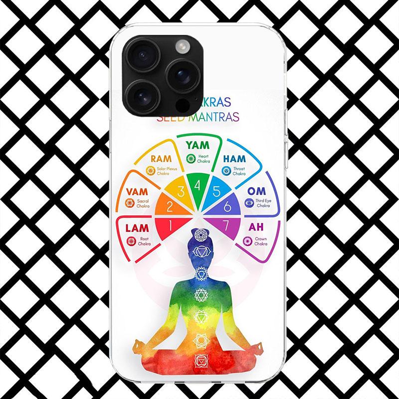 Yoga Chakra Spirituelle Energie Universum Handyhülle für iPhone 17 Air 16 16E 15 14 Plus 13 Mini 12 11 Pro Max 7 8 + SE 2020 Weich Co