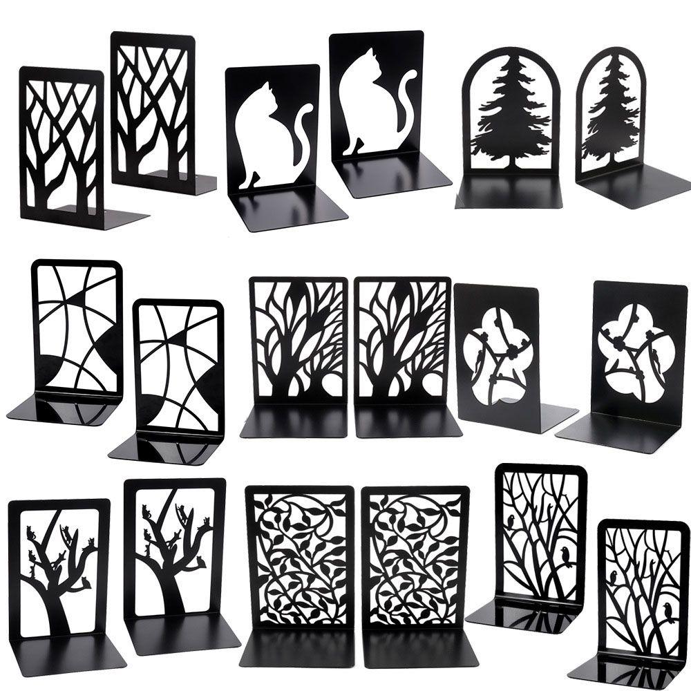 Non-Skid Hollow Out Storage Bookrack Book Stand Book Support Book Ends Desk Organizer Holder