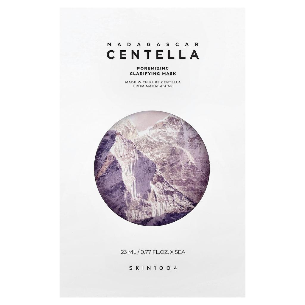 Skin1004 Madagascar Centella, Pore-Mizing Clarifying Beauty Mask, 5 Sheets, 23ml (0.77 Fl Oz) Per Sheet