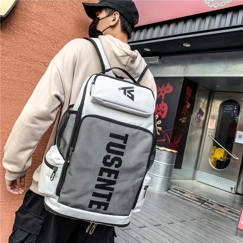 DELIXIONG Oxford Backpack Regular Unisex Gray/Black/Red DLX-SD-8305