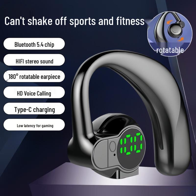 

Ultra-Long Battery Wireless Noise Cancelling Bluetooth 5.4 Earhook Headphones - Rotatable & Waterproof Stereo Sound S03