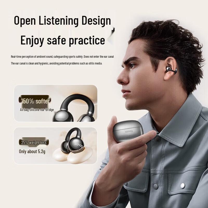 Saina Z60S AI Bone Conduction Ear-Clip Bluetooth Headset