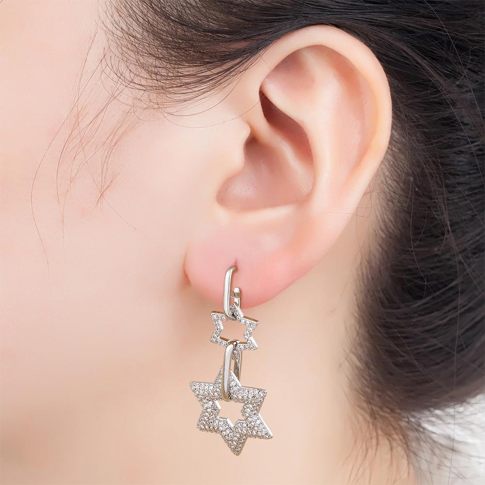 Nidin Classic 2 Colors Copper Zircon Lucky Star Shiny Rhinestone Drop Earrings Women Retro Fine jewelry Trend Party Accessories