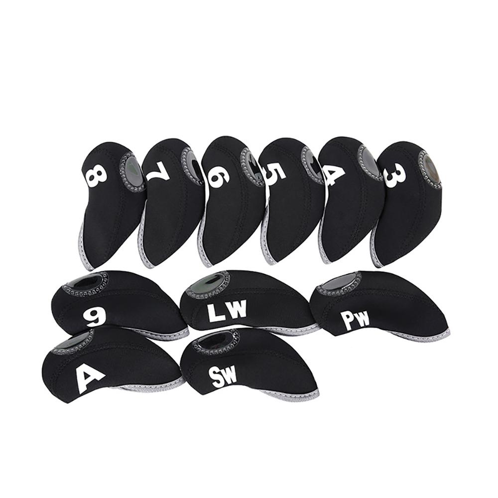11Pcs Golf Club Covers RH For Callaway Iron Headcovers Black 3-LW Protector New