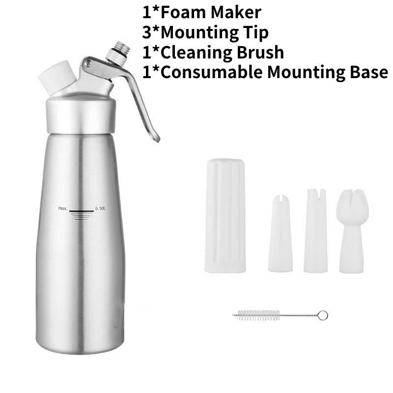 

Aluminum Whipped Professional Cream Dispenser Cream Maker 500ml Kitchen Tools Silver