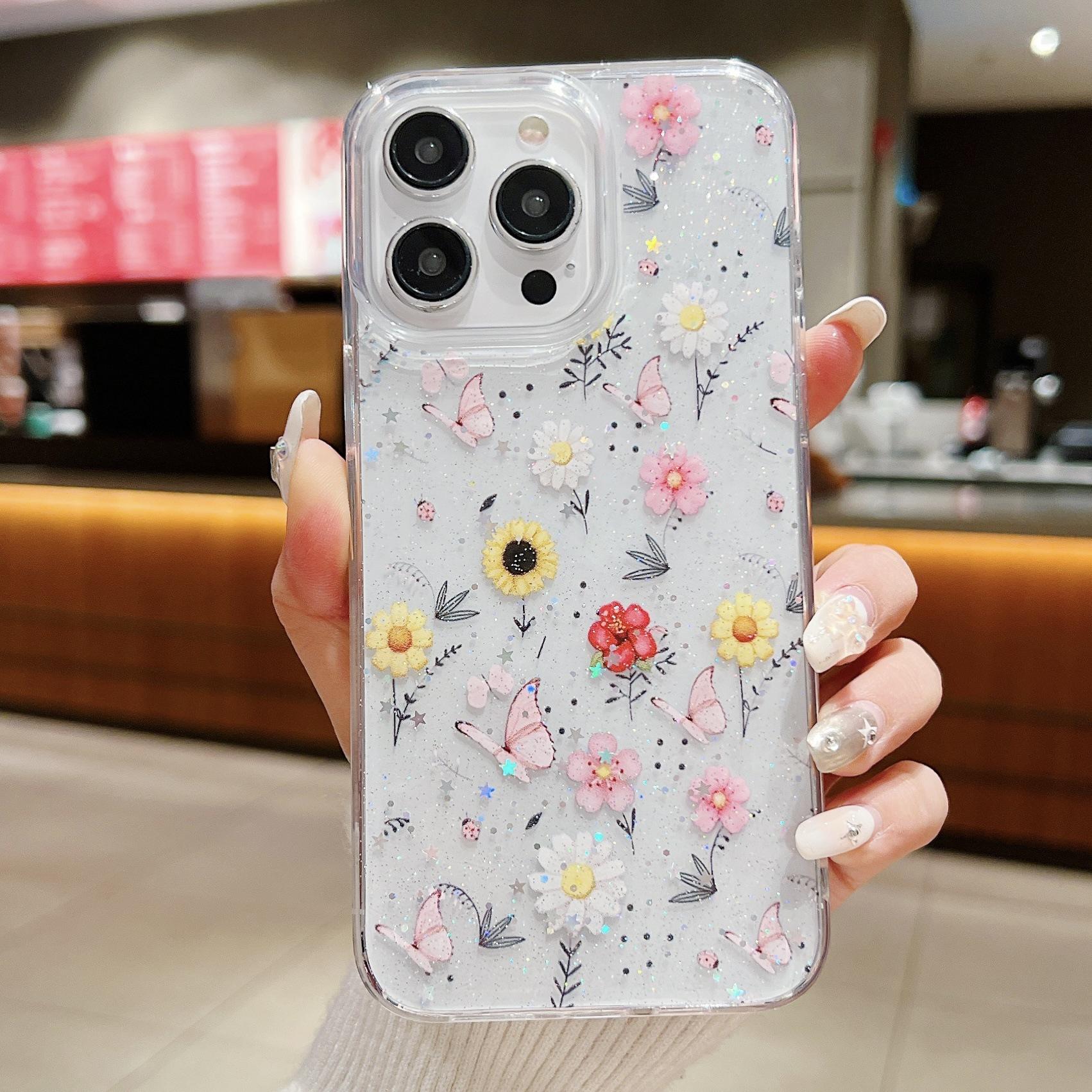 

Чехол для мобильного телефона Full Garden Spring из утолщенной эпоксидной смолы для Apple iPhone 16ProMax15Plus/14/13/12 iPhone 11 Pro