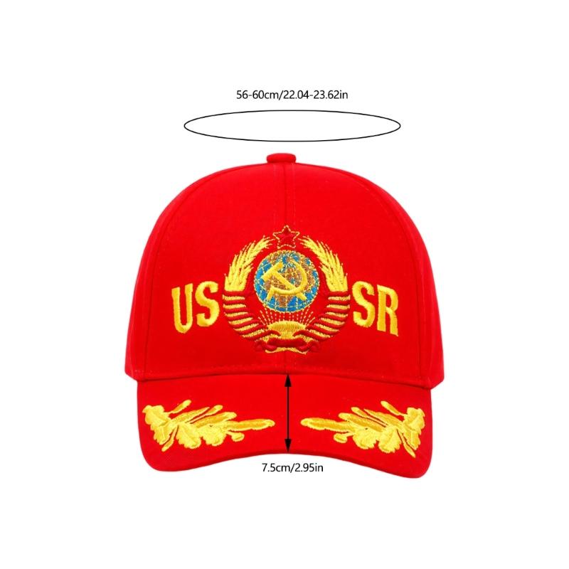Soviet Union Letters Embroidered Cotton Baseball Cap Adjustable Fashion Outdoor Hat For Men And Women