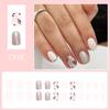 24 Pcs Short Square False Nail Flowers Press On Nail Simple Acrylic Nail Glossy Full Cover Stick on Nail for Woman