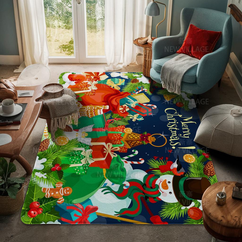 House Entrance Carpet Home Door Mat Living Room Bath Foot Bathroom Non-slip Water Absorption Rugs Bath Merry Christmas Winter