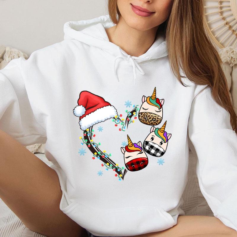 Funny Christmas Heart Lights Graphic Sweatshirt Hoodie Women Animals Lover Gift For Christmas Santa Hat Heart Hoodies Tops