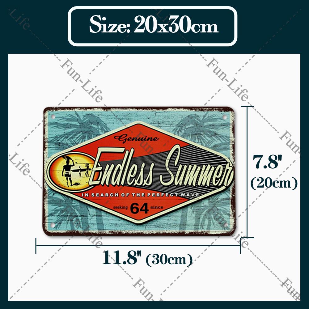 Beach Tin Sign Bar Pub Cafe Shop Wall Surfing Decoration Vintage Metal Art Sticker Poster Home Decor Iron Plate 20x30 cm