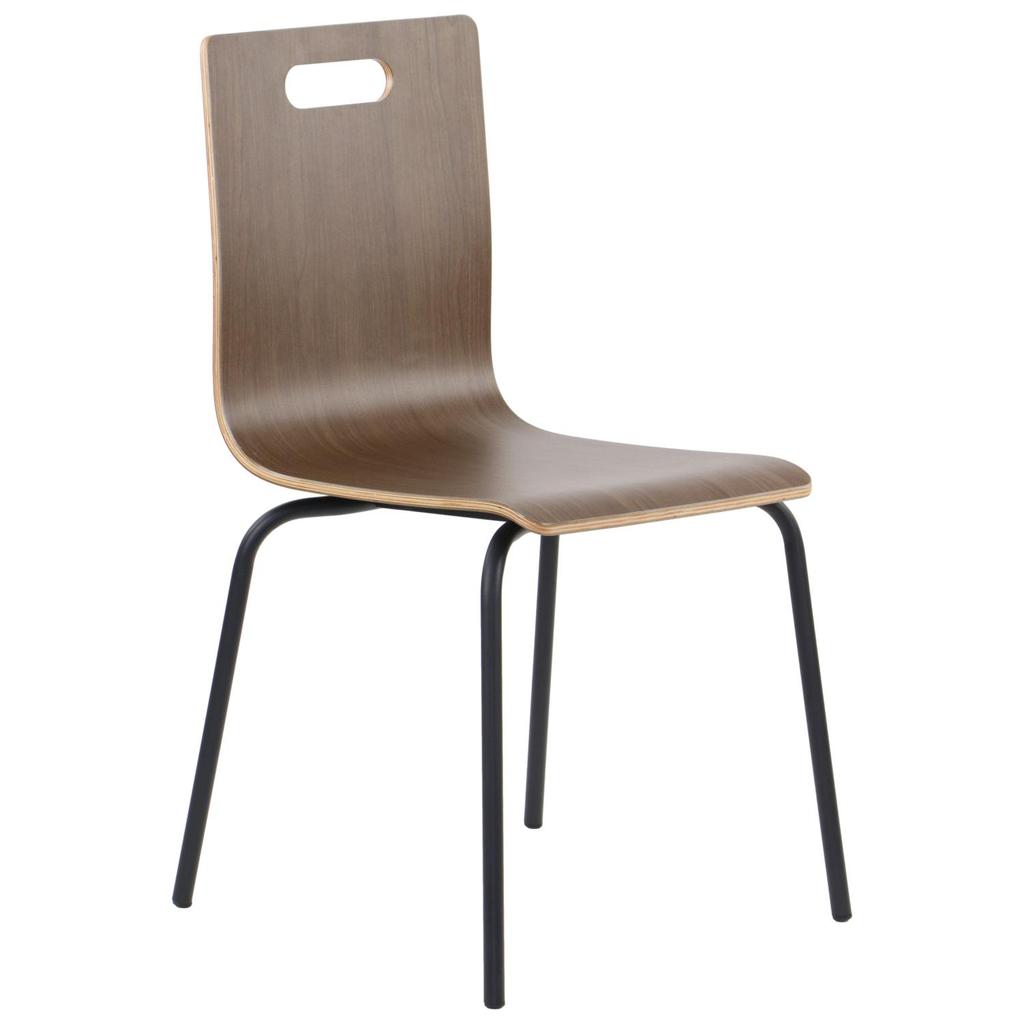 Walnut plywood chair with black frame. Model WERDI A