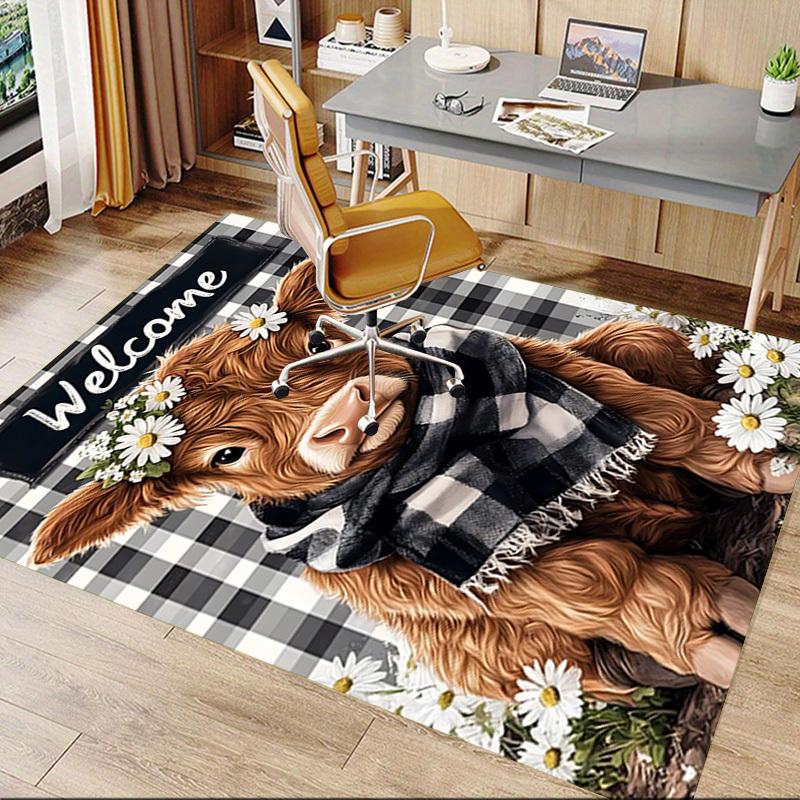 1PC cow, daisy Carpet Office Rug Mat Home Decor Area Carpet Festival Gift Office desk chair carpet Longlasting Material