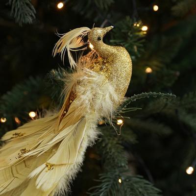 Bunter künstlicher Weihnachts-Pfau Glitzerfeder Realistische Handarbeiten Simulation Pfau Langer Schwanz mit Clip