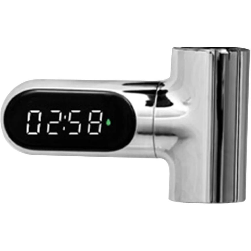 Water Flow Meter,Flow Meter, Faucet Shower Thermometer LED Digital Display Water Temperature Meter Water Flow Self-Generated Electricity for Bathroom