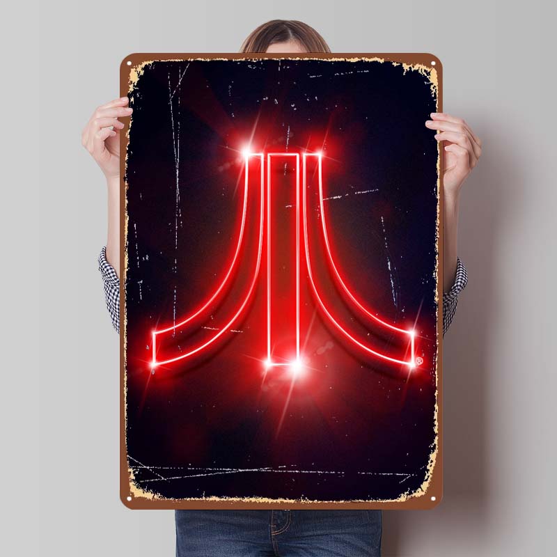 A-Atari Posters Classic Game Metal Signs Wall Decor Custom Tinplate Plaques for Gamers Gaming Room Decoration Art Mural Man Cave