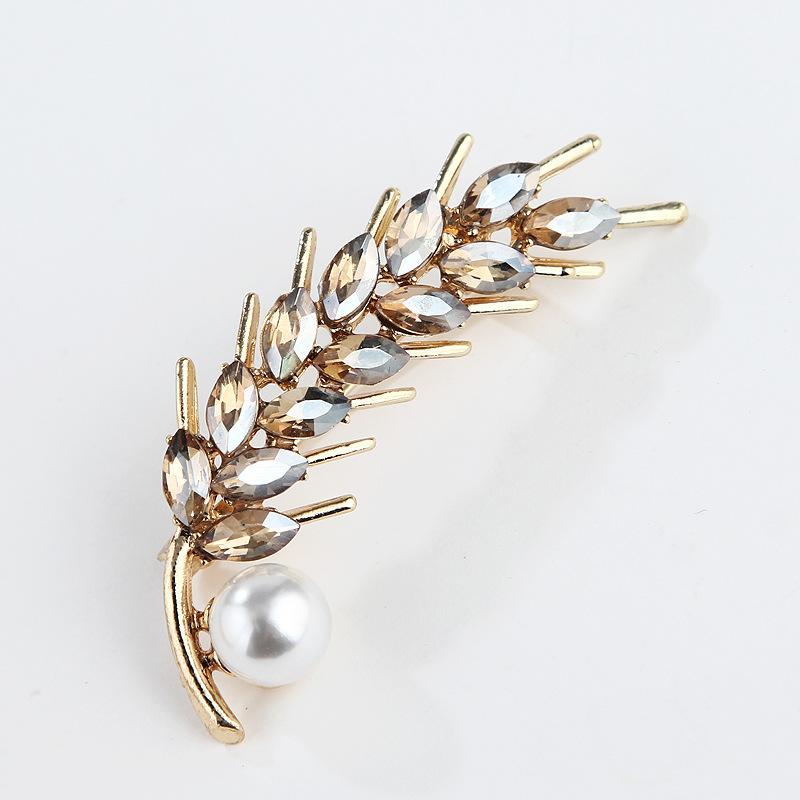 

Fashion Crystal Alloy Pearl Wheat Ear Brooch Pin Men s and Women s Style Exquisite Ethnic Style Hypoallergenic Luxury Enamel Brooch Long-Lasting Color